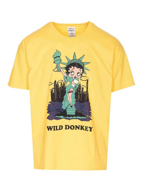 WILD DONKEY: crew necks - Yellow Betty Liberty T-Shirt