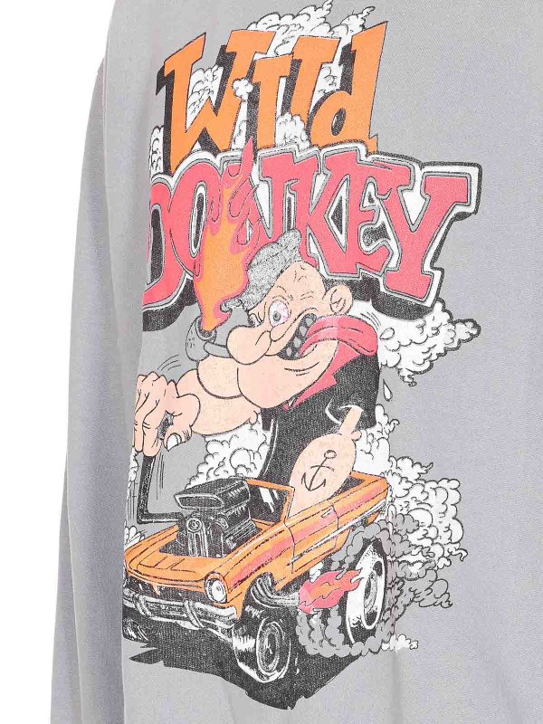 The Best Shops WILD DONKEY: crew necks - Old Grey Rat Rice Sweatshirt