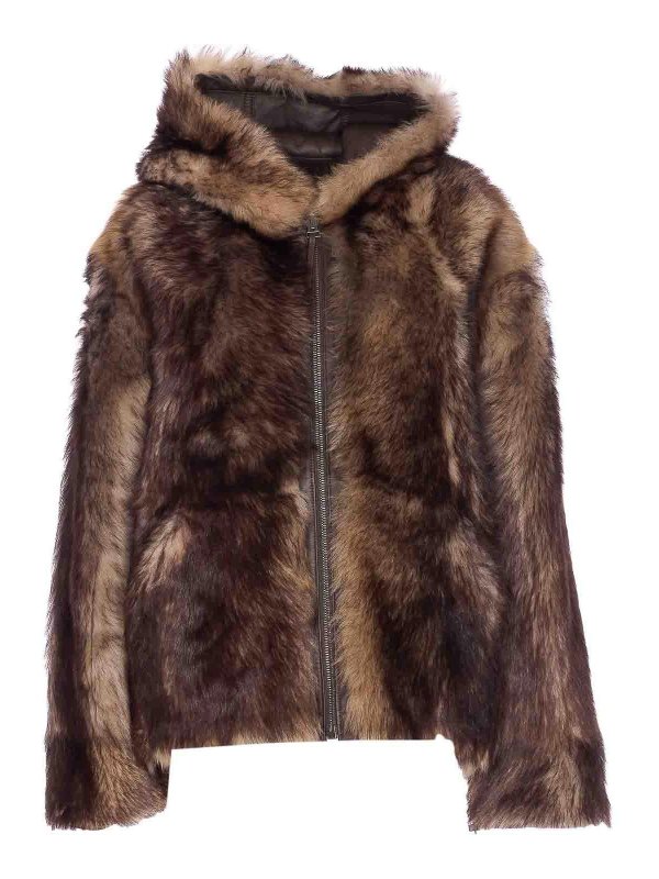 YVES SALOMON: Fur & Shearling Coats - Beige And Brown Reversible Jacket