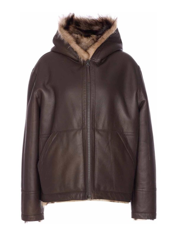 Beige And Brown Reversible Jacket shop online: YVES SALOMON