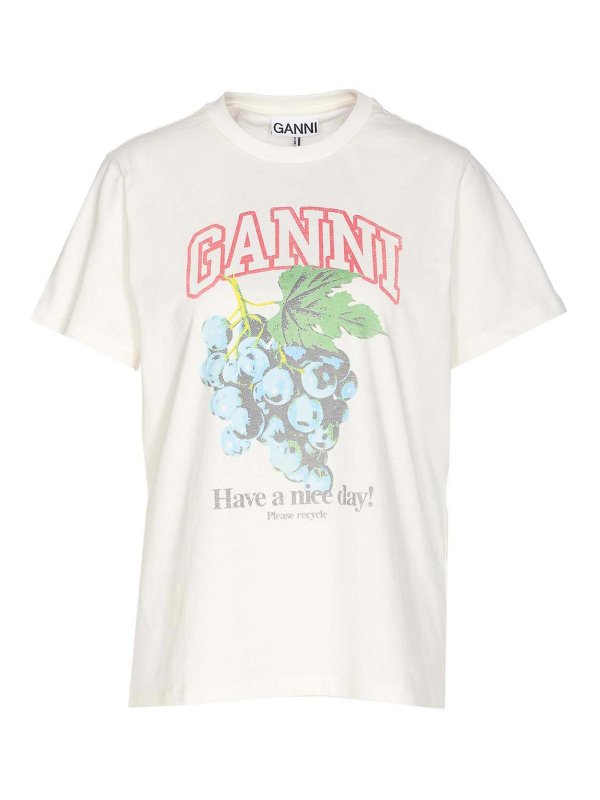 GANNI: crew necks - Grapes Logo T-Shirt