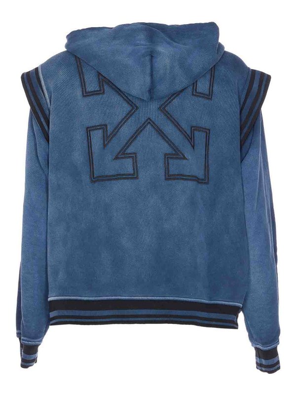 OFF-WHITE: Sweatshirts & Sweaters online - Blue Arrow Fleece Varsity Hoodie