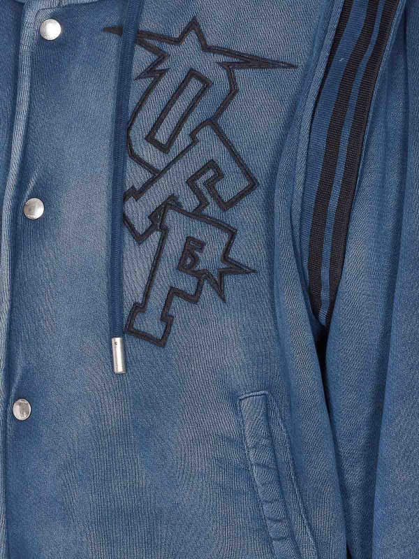 The Best Shops OFF-WHITE: Sweatshirts & Sweaters - Blue Arrow Fleece Varsity Hoodie