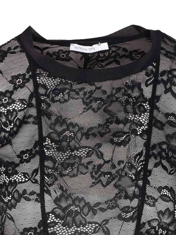 T-shirt a maniche lunghe in pizzo shop online: PATRIZIA PEPE