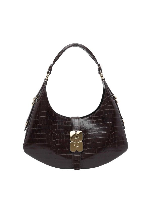 GANNI: shoulder bags - Small Croco Kat Shoulder Bag