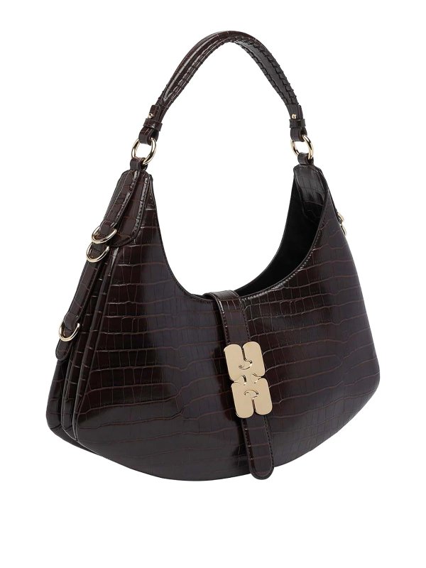 GANNI: shoulder bags online - Small Croco Kat Shoulder Bag