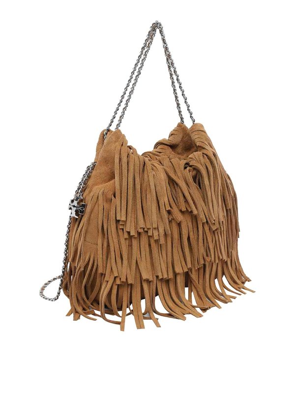 TORY BURCH: shoulder bags online - Wild Tabacco Mini Fleming Fringe Hobo Bag