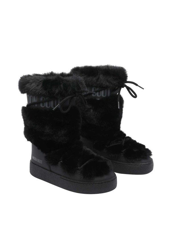 Moon Boot: boots online - Black Icon Eco Fur Boots