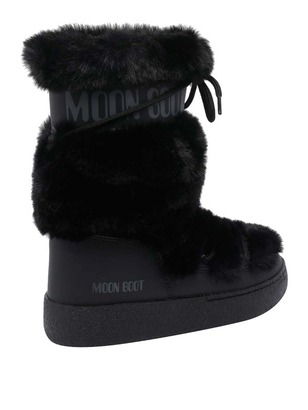 The Best Shops Moon Boot: boots - Black Icon Eco Fur Boots