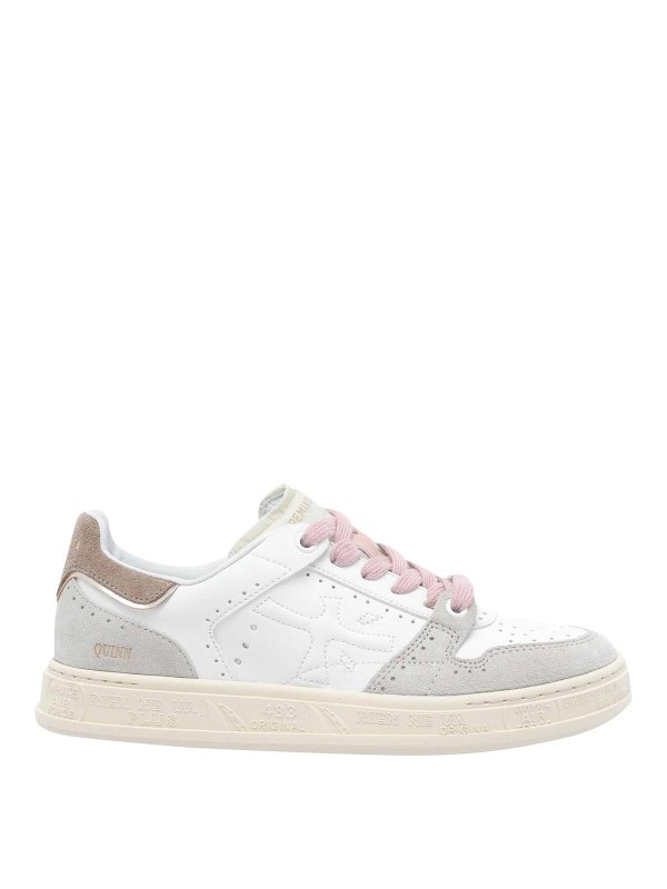 PREMIATA: trainers - White And Pink Quinnd Sneakers