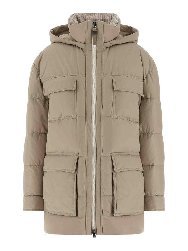 BRUNELLO CUCINELLI: padded jackets - Knitted Neck Down Jacket