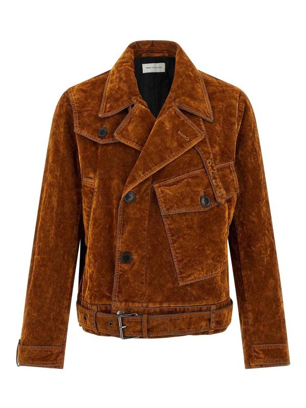DRIES VAN NOTEN: casual jackets - Velvet Biker Jacket