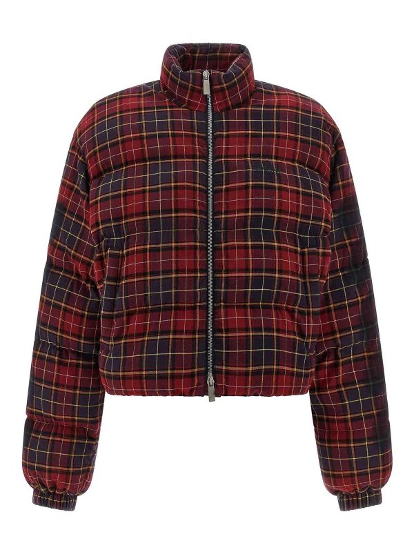 OFF-WHITE: giacche imbottite - Piumino Flan Arrow Spray a quadri