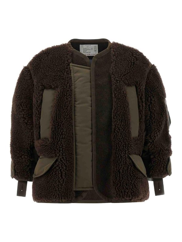 Sacai: bombers - Shearling Bomber Jacket
