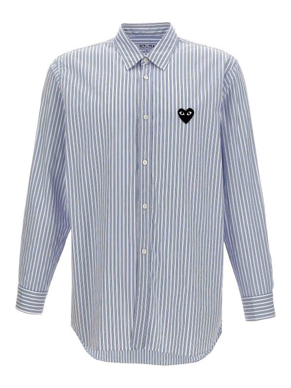 Comme des Garçons Play: shirts - Logo Patch Striped Shirt