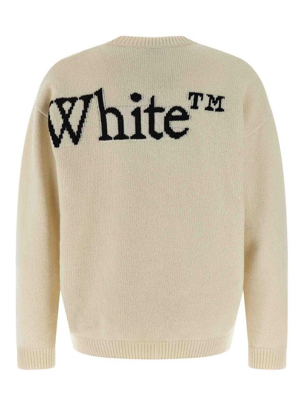 OFF-WHITE: Strickpullover mit Rundhalsausschnitt online - Rundhalspullover - Weiß
