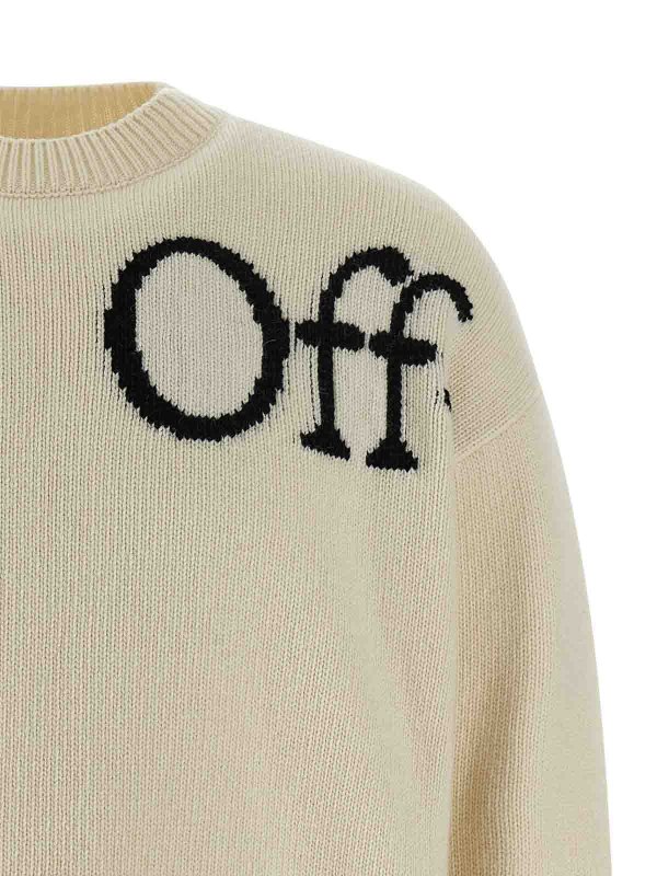 The Best Shops OFF-WHITE: Strickpullover mit Rundhalsausschnitt - Rundhalspullover - Weiß