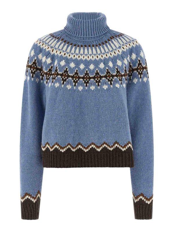 ALANUI: Strickpullover mit Rundhalsausschnitt - Rundhalspullover - Hellblau