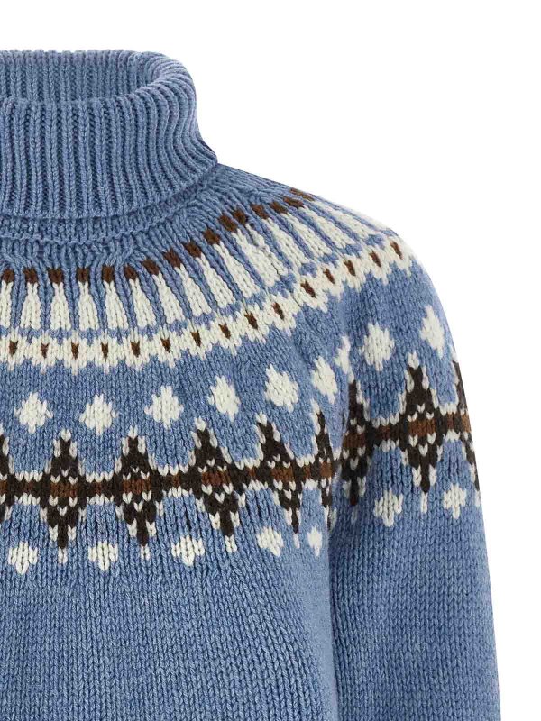 The Best Shops ALANUI: Strickpullover mit Rundhalsausschnitt - Rundhalspullover - Hellblau