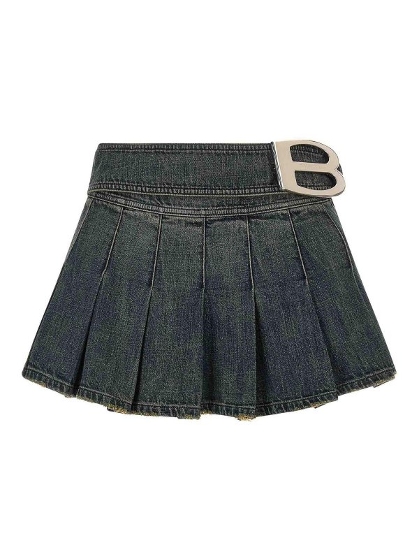 BALENCIAGA: flared jeans - Buckle Pleated Skirt