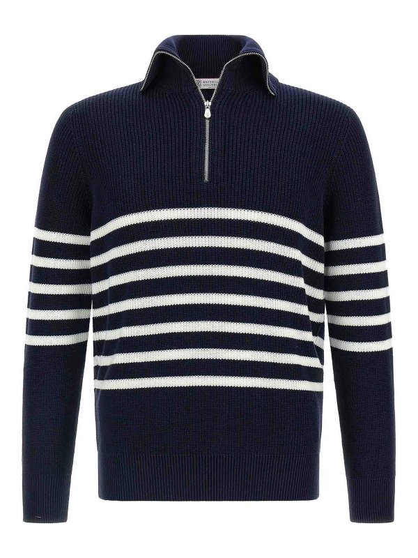 BRUNELLO CUCINELLI: クルーネック - クルーネック - ブルー