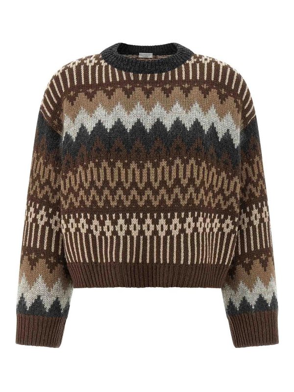 BRUNELLO CUCINELLI: crew necks - Sequin And Cashmere Sweater