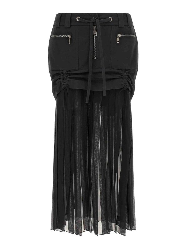 DOLCE & GABBANA: Knee length skirts & Midi - Twill And Chiffon Skirt