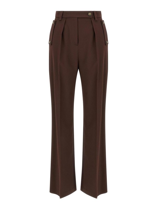 ELISABETTA FRANCHI: Pantalones casual - Pantalón Casual - Marrón