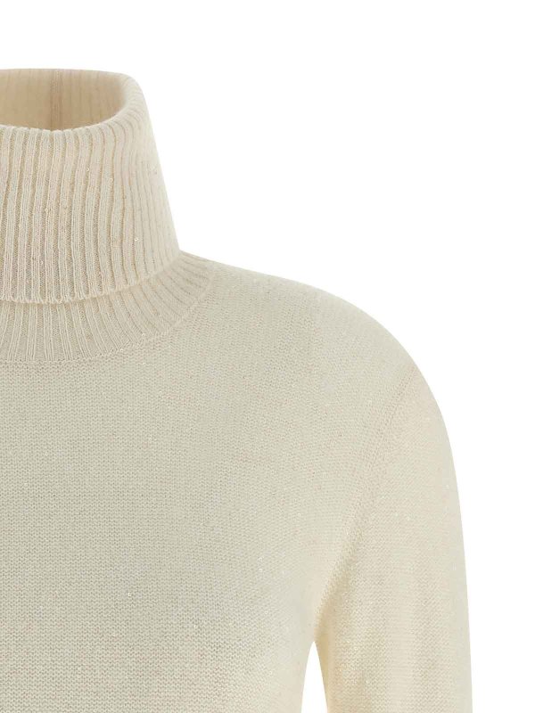 The Best Shops FABIANA FILIPPI: Strickpullover mit Rundhalsausschnitt - Rundhalspullover - Weiß