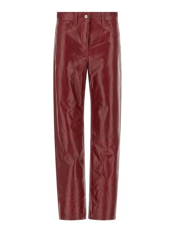 KHAITE: Pantalons en cuir - Pantalons En Cuir - Rouge Brun