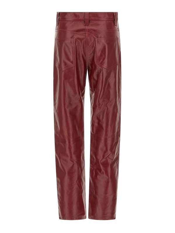 KHAITE: Pantalons en cuir online - Pantalons En Cuir - Rouge Brun