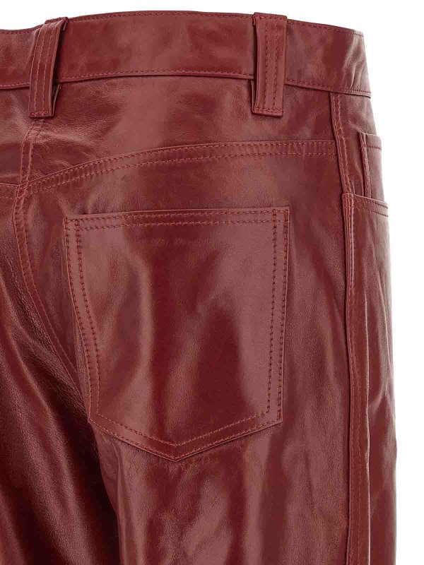 Pantalons En Cuir - Rouge Brun shop online: KHAITE