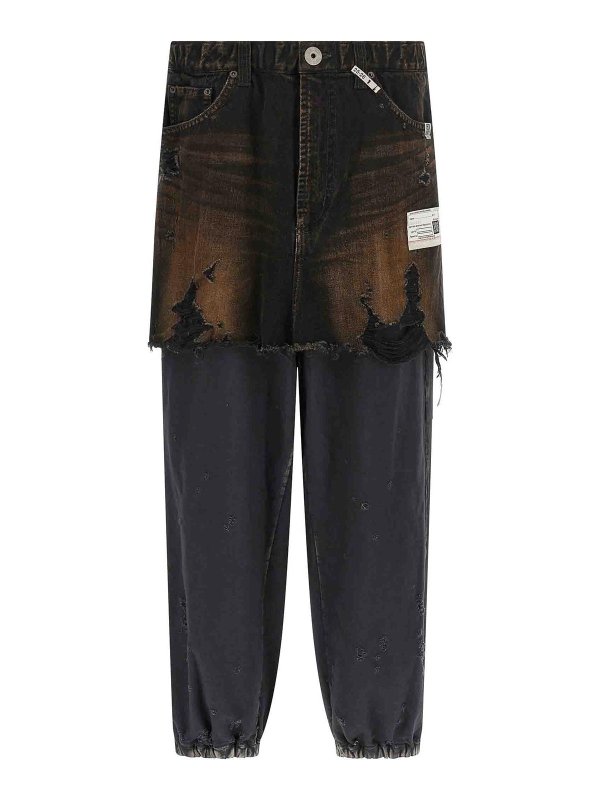 MAISON MIHARA YASUHIRO: casual trousers - Waist Layered Denim Pants