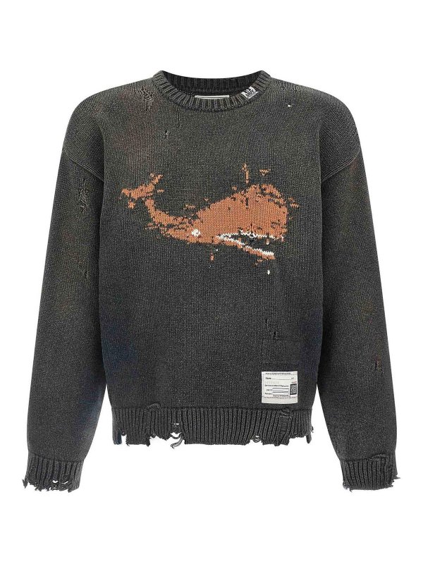 MAISON MIHARA YASUHIRO: crew necks - Whale Jacquard Knit Sweater