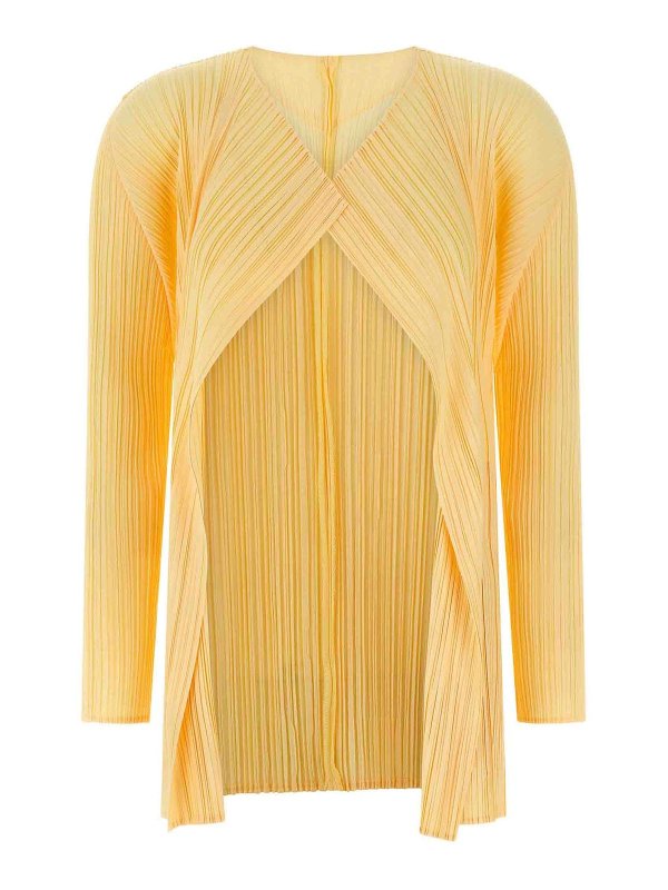 PLEATS PLEASE ISSEY MIYAKE: Cardigans - Cardigan - Gelb