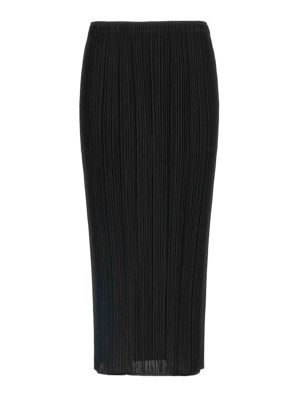 PLEATS PLEASE ISSEY MIYAKE: ニーレングススカート＆ミディ丈 - 膝丈/ミディスカート - 黒