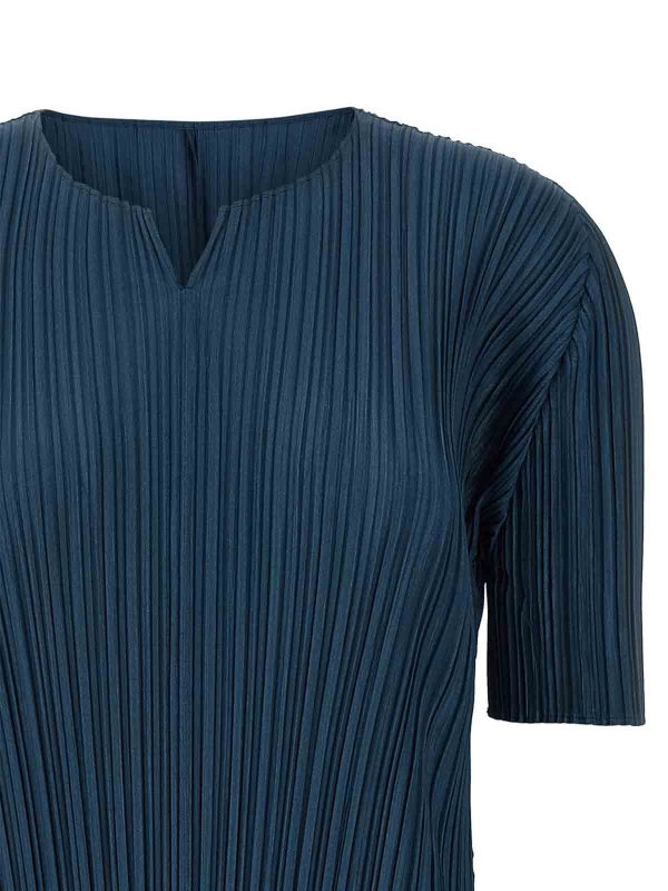 The Best Shops PLEATS PLEASE ISSEY MIYAKE: Knielange Kleider - Knielanges Kleid - Blau