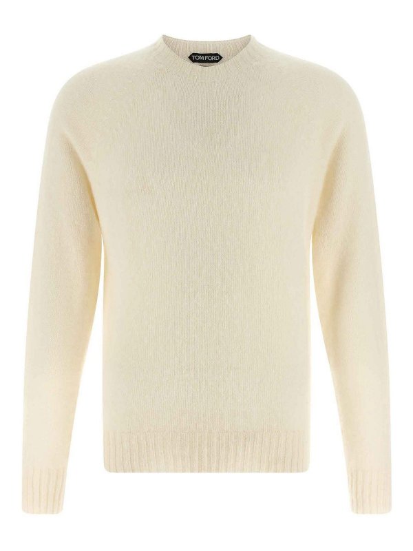 TOM FORD: Strickpullover mit Rundhalsausschnitt - Rundhalspullover - Weiß