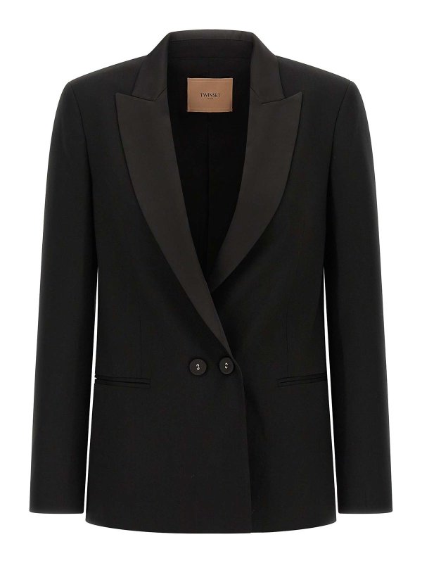 TWINSET: blazers - Satin Lapel Blazer