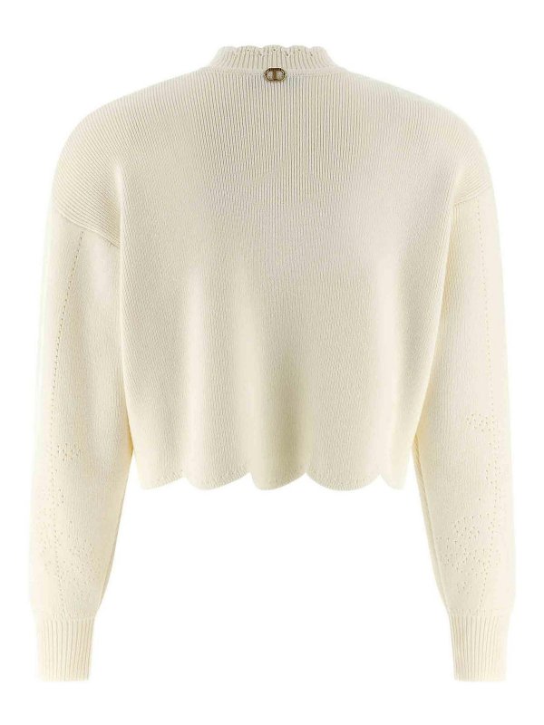 TWINSET: Strickpullover mit Rundhalsausschnitt online - Rundhalspullover - Weiß