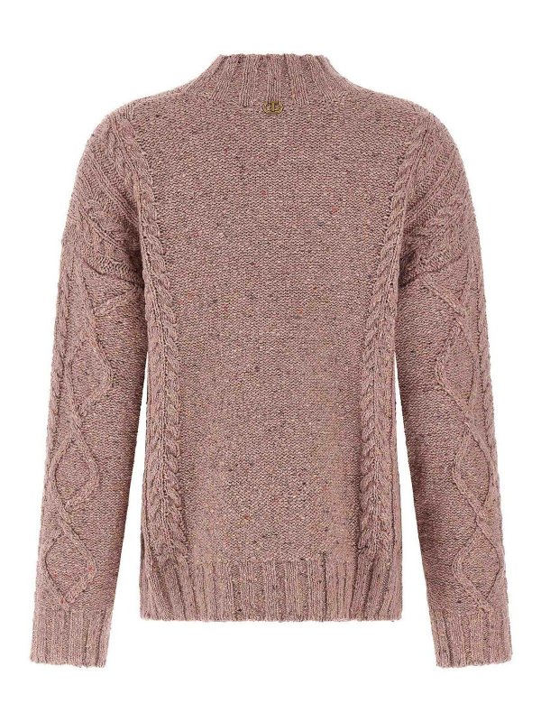 TWINSET: Strickpullover mit Rundhalsausschnitt online - Rundhalspullover - Nude