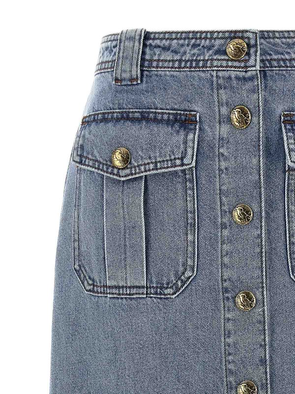 The Best Shops ZIMMERMANN: Knee length skirts & Midi - Denim Pencil Skirt