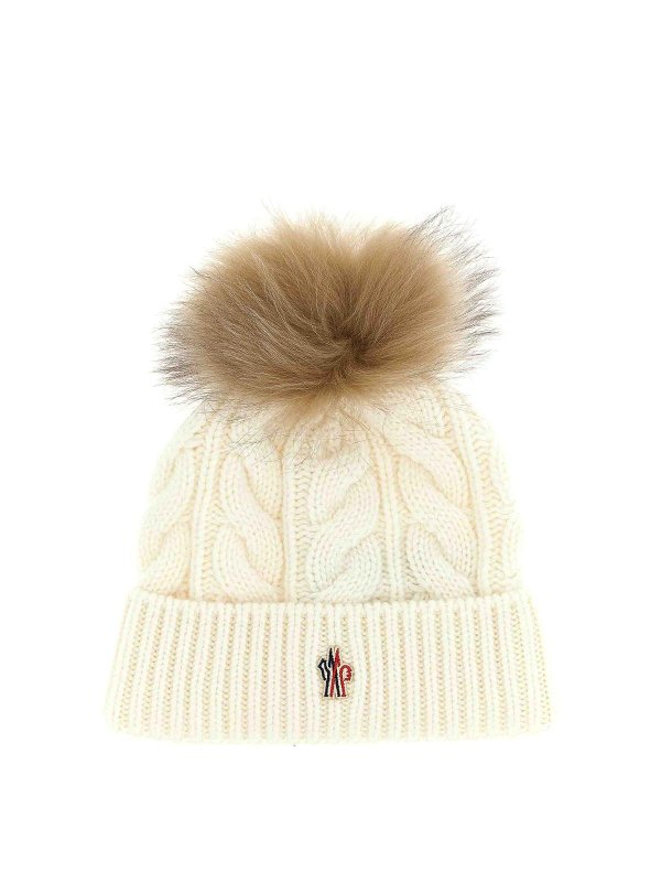MONCLER: hats & caps - Pompon Braided Cap