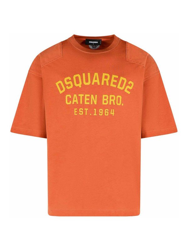 DSQUARED2: t-shirts - Brick Cotton T-Shirt