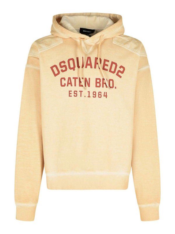 DSQUARED2: Sweatshirts & Sweaters - Cipro Sand Cotton Sweatshirt