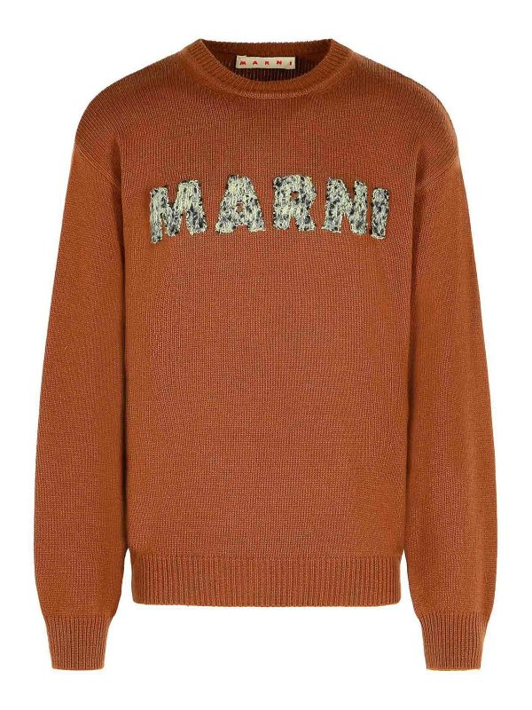 Marni: crew necks - Brown Virgin Wool Sweater