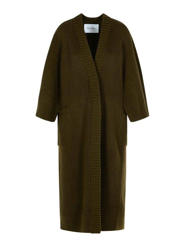 Max Mara: cardigans - Cardigan In Moss Green