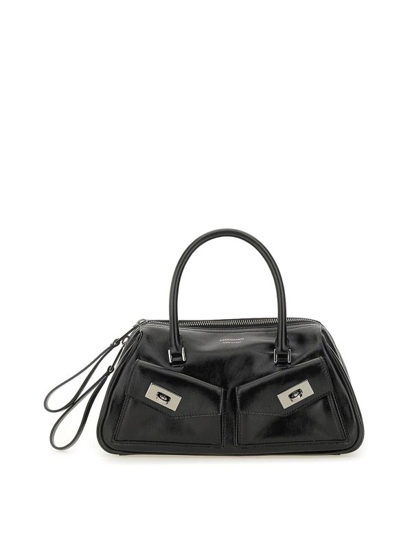 FERRAGAMO: Bolsos Shopping - Bowling Multipocket - Negro