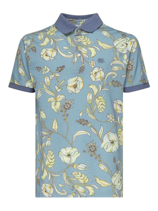 ETRO: polo shirts - Floral Print Polo Shirt