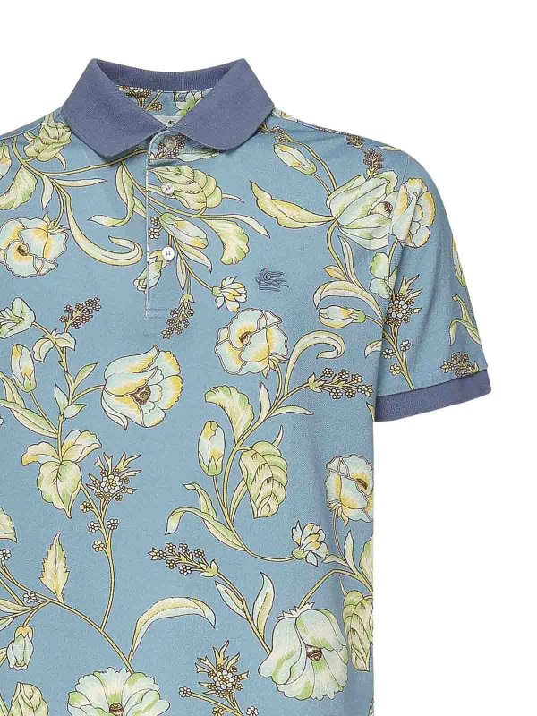 ETRO: polo shirts online - Floral Print Polo Shirt